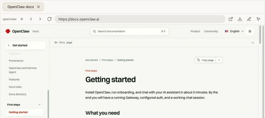 OpenClaw 受管浏览器打开官方文档